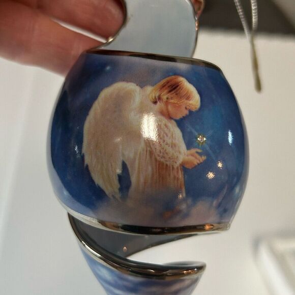 Bradford Editions Starlight Blessings Porcelain Angel Xmas Ornaments Blue - Picture 10 of 16